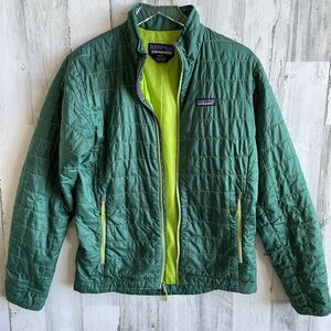 Patagonia Nano Puff Jacket Men's Size S Quilted Green & Neon Lining READ…